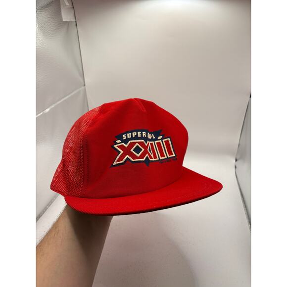 Vintage 90s Super Bowl XXIII Trucker Hat Cap Mesh Back Snapback Red OSFA USA - Picture 5 of 5